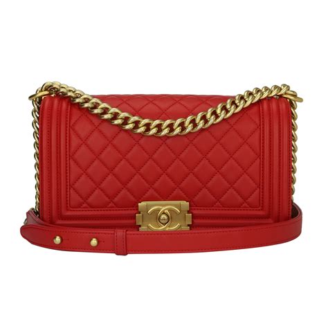 chanel boy bag red gold hardware